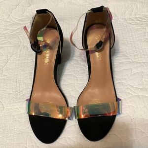 Zara Basic Collection Black Pumps with Hologram Clear Straps Size 39